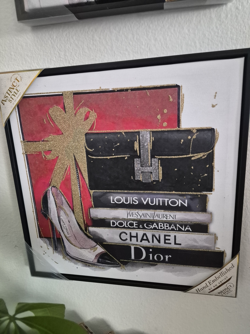 Chic Fashion Wall Art Print - Black, Gold, Red Accents